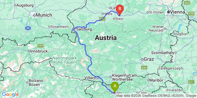 Map: Ljubljana Airport (LJU) to Punat