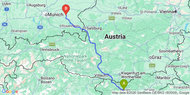 Map: Ljubljana Airport (LJU) to Venice