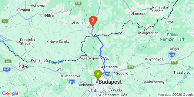 Map: Budapest Nyugati Train Station to Budaörs