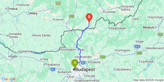 Map: Budapest Nyugati Train Station to Gödöllő