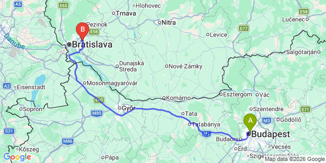 Map: Budapest Nyugati Train Station to Keszthely