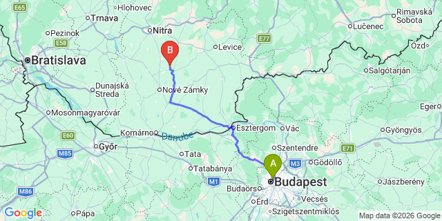 Map: Budapest Nyugati Train Station to Pécs