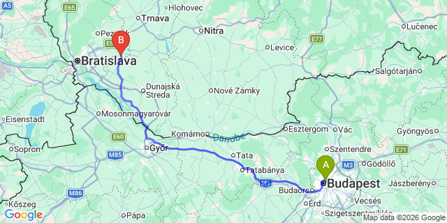 Map: Budapest Nyugati Train Station to Tapolca