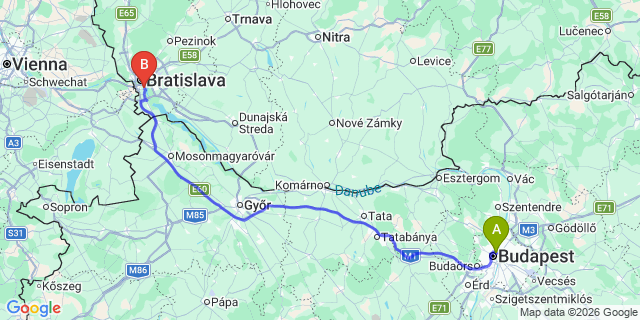 Map: Budapest Nyugati Train Station to Zalakaros