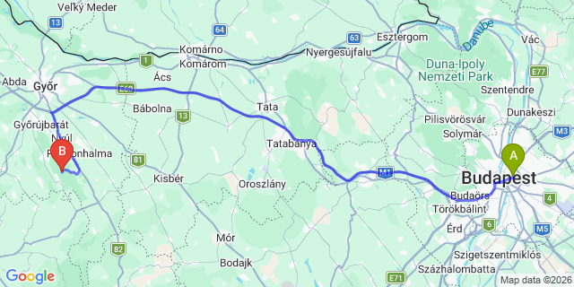 Map: Budapest Keleti Train Station to Balatonlelle