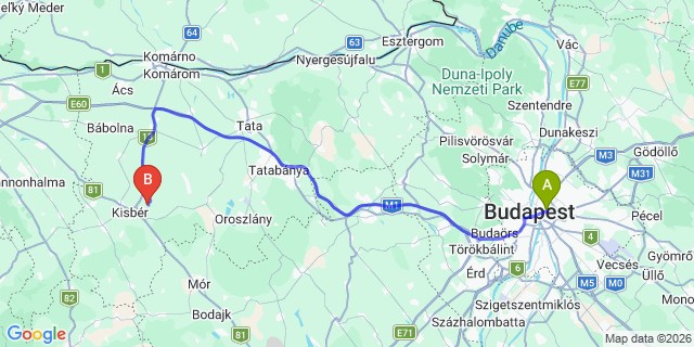 Map: Budapest Keleti Train Station to Siofok