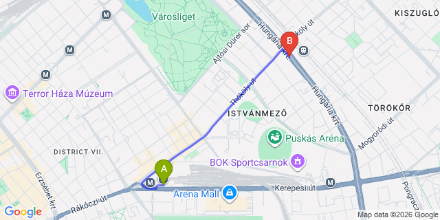 Map: Budapest Keleti Train Station to Szigetmonostor