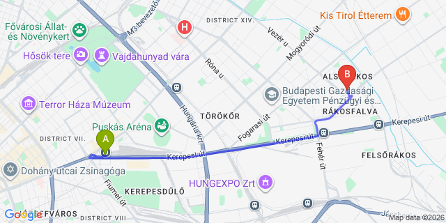 Map: Budapest Keleti Train Station to Sződliget