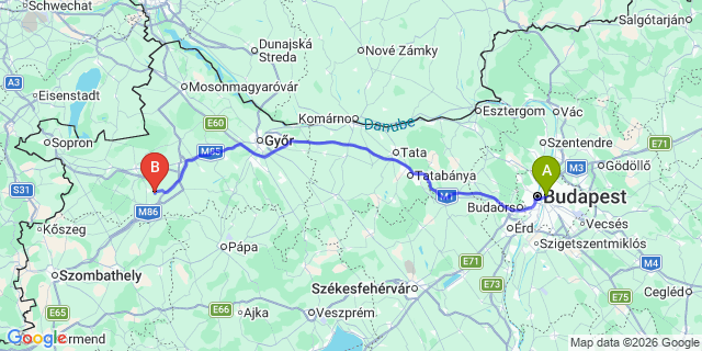 Map: Budapest Keleti Train Station to Zalakaros