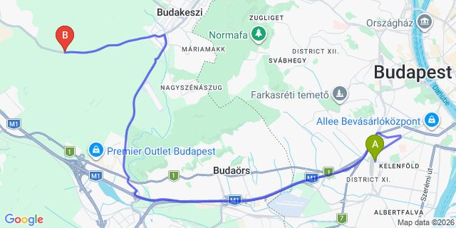 Map: Budapest Kelenföld Train Station to Márianosztra