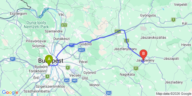 Map: Budapest Kelenföld Train Station to Mórahalom