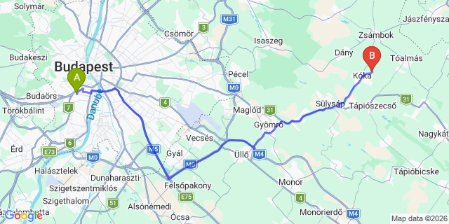 Map: Budapest Kelenföld Train Station to Tura