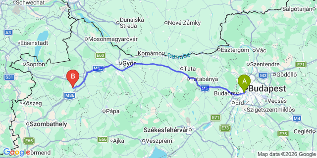 Map: Budapest Kelenföld Train Station to Zalakaros