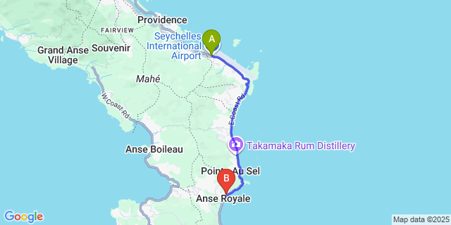 Map: Seychelles Airport (SEZ) to laïla, Seychelles, a Tribute Portfolio Resort