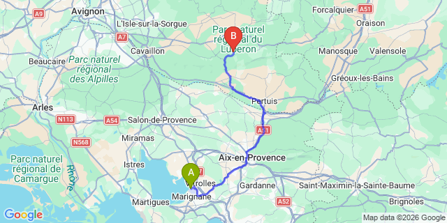 Map: Marseille Airport (MRS) to Buoux
