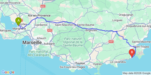 Map: Marseille Airport (MRS) to Cavaliere