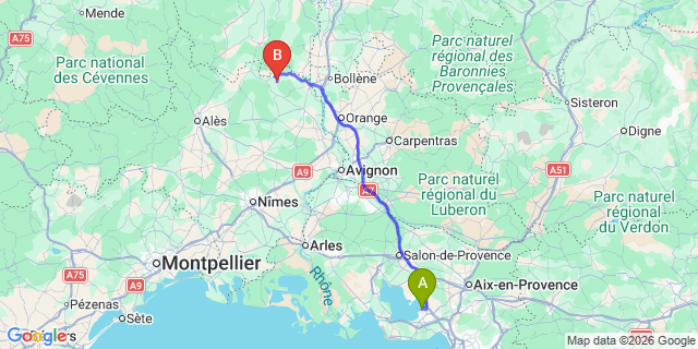 Map: Marseille Airport (MRS) to Issirac
