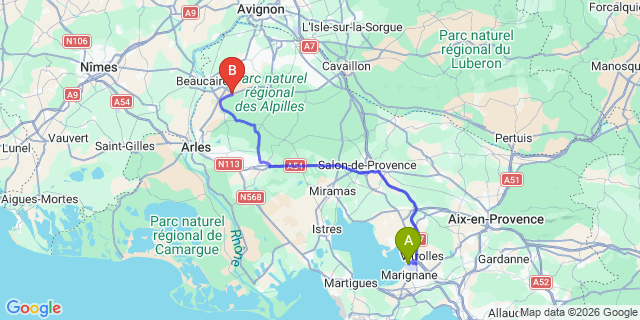 Map: Marseille Airport (MRS) to Saint-Etienne-du-Gres