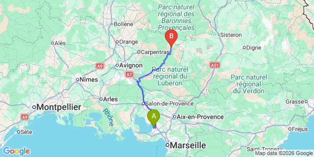 Map: Marseille Airport (MRS) to Sault
