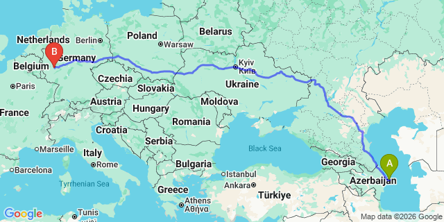 Map: Baku Heydar Aliyev Airport (GYD) to Altstadt Hotel & Cafe