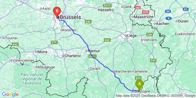 Map: Brussels Midi Train Station to Benonchamps