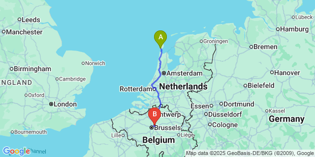 Map: Brussels Zaventem Airport (BRU) to Den Hoorn