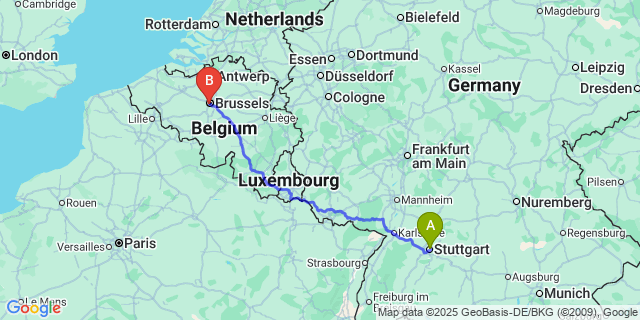 Map: Brussels Midi Train Station to Differt