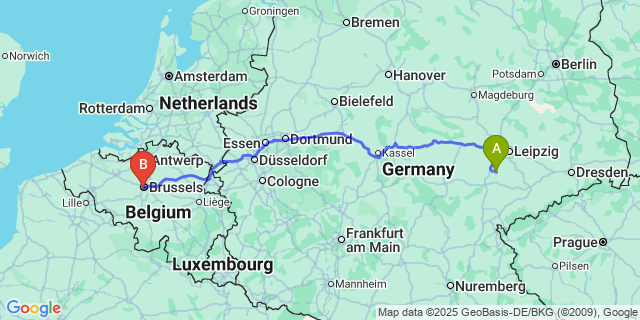 Map: Brussels Midi Train Station to Hamal