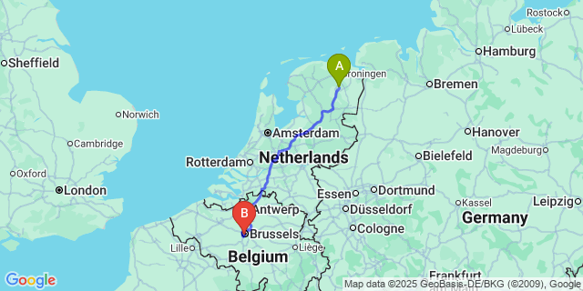 Map: Brussels Midi Train Station to Heirweg