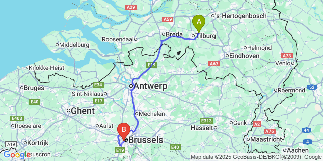 Map: Brussels Midi Train Station to Heukelom