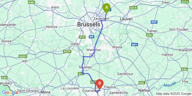 Map: Charleroi Airport Brussels South (CRL) to Humelgem