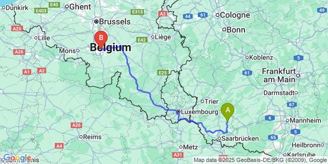 Map: Charleroi Airport Brussels South (CRL) to Journal
