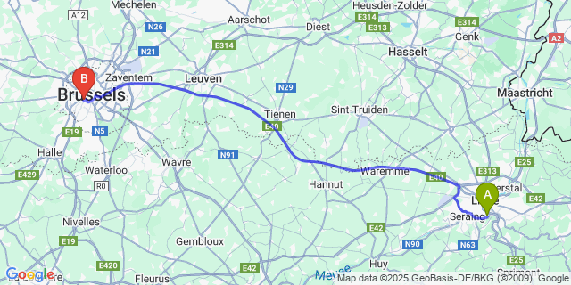 Map: Brussels Midi Train Station to Kinkempois
