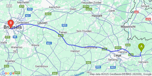 Map: Brussels Midi Train Station to La Minerie