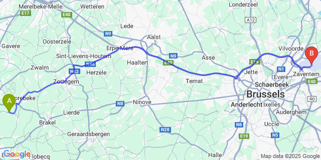 Map: Brussels Zaventem Airport (BRU) to Maarke