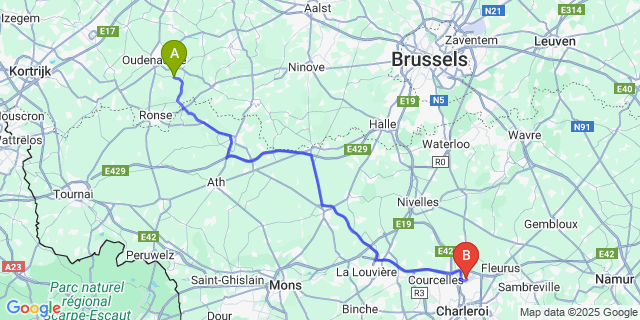 Map: Charleroi Airport Brussels South (CRL) to Maarke