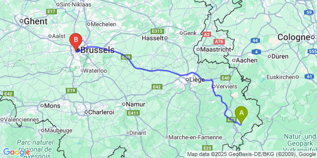 Map: Brussels Midi Train Station to Medell