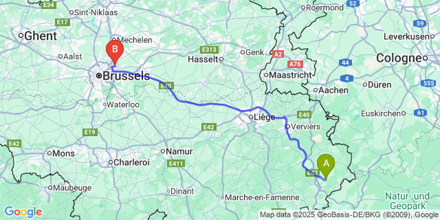 Map: Brussels Zaventem Airport (BRU) to Medell