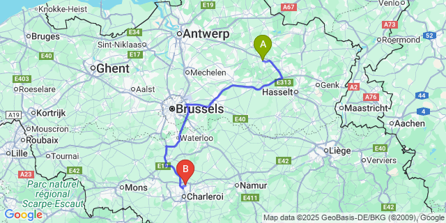 Map: Charleroi Airport Brussels South (CRL) to Meerlaar