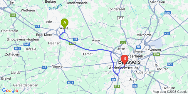 Map: Brussels Midi Train Station to Mijlbeek