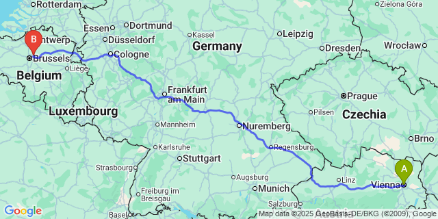 Map: Brussels Zaventem Airport (BRU) to Nerom