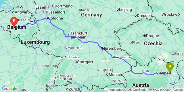 Map: Charleroi Airport Brussels South (CRL) to Nerom