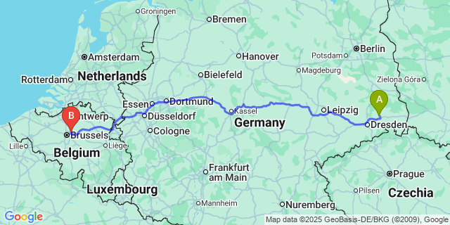 Map: Brussels Zaventem Airport (BRU) to Ossel