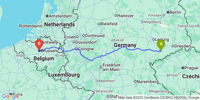 Map: Brussels Midi Train Station to Ozo
