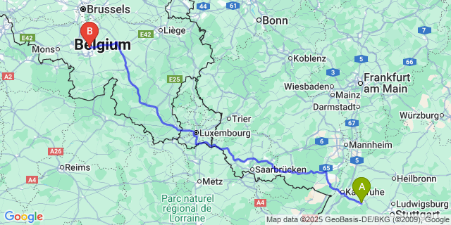 Map: Charleroi Airport Brussels South (CRL) to Paradijs