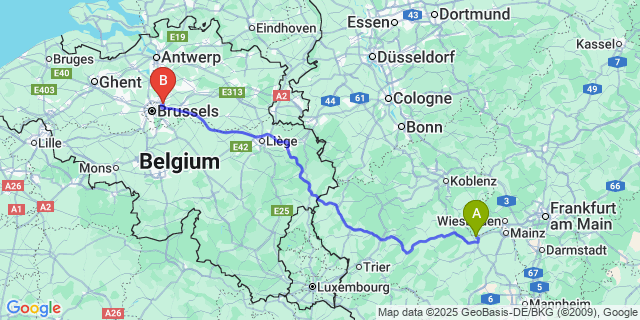 Map: Brussels Zaventem Airport (BRU) to Saint-Roch