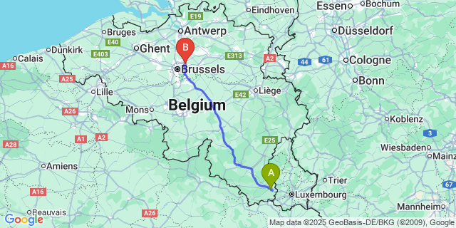 Map: Brussels Zaventem Airport (BRU) to Sesselich