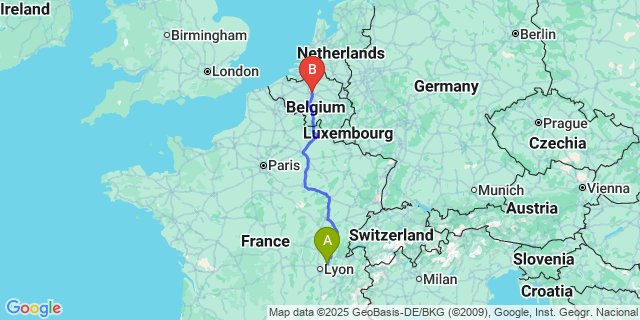 Map: Brussels Zaventem Airport (BRU) to St. Eloi