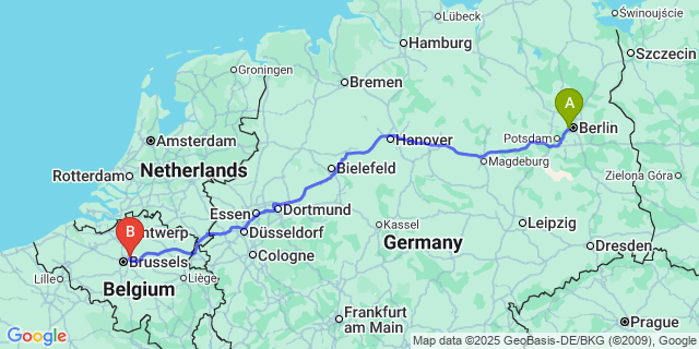 Map: Brussels Zaventem Airport (BRU) to Sy
