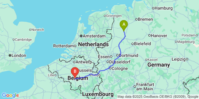 Map: Charleroi Airport Brussels South (CRL) to Terheide